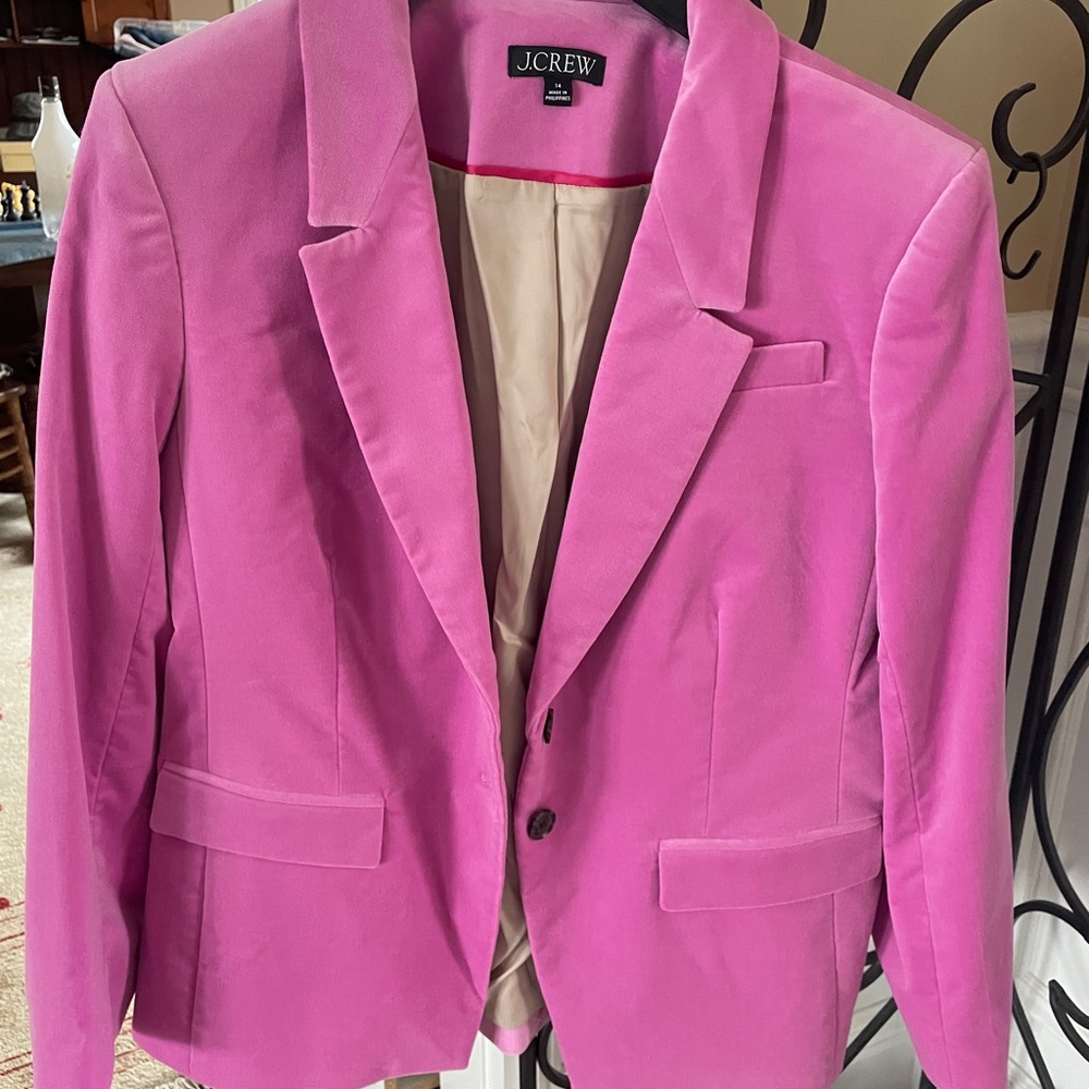J. Crew Hot Pink Velvet Blazer